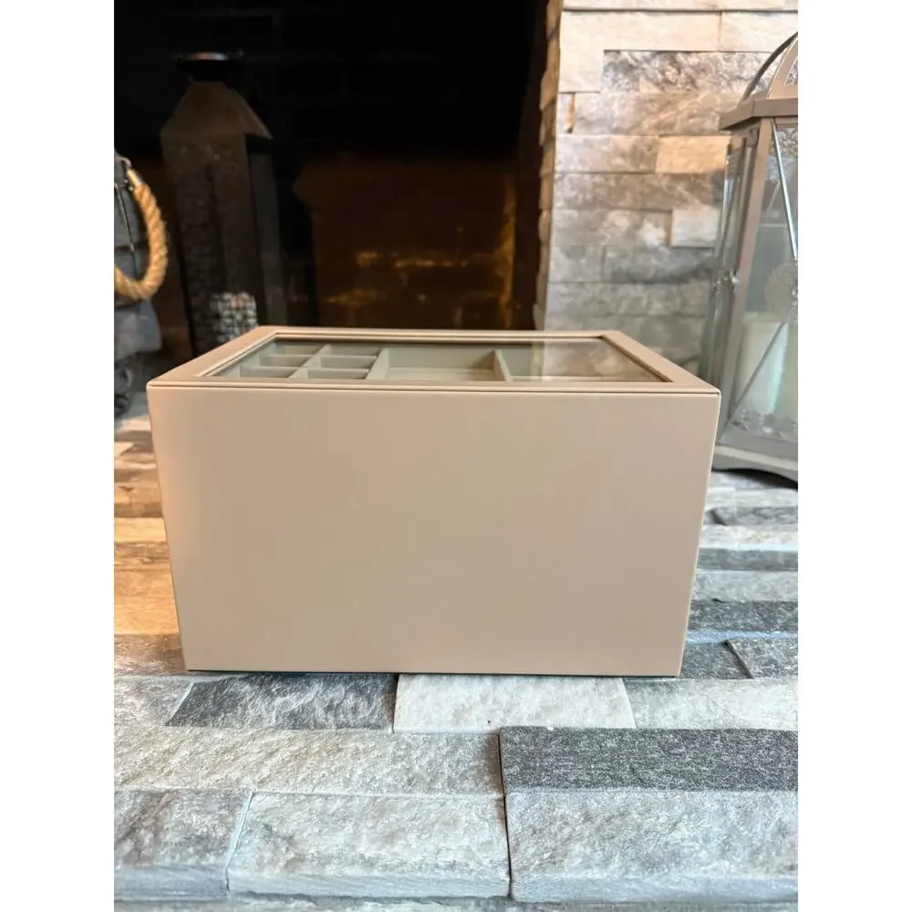 VLANDO Beauty Blooming Jewelry Box Organizer with Glass Lid & Drawers